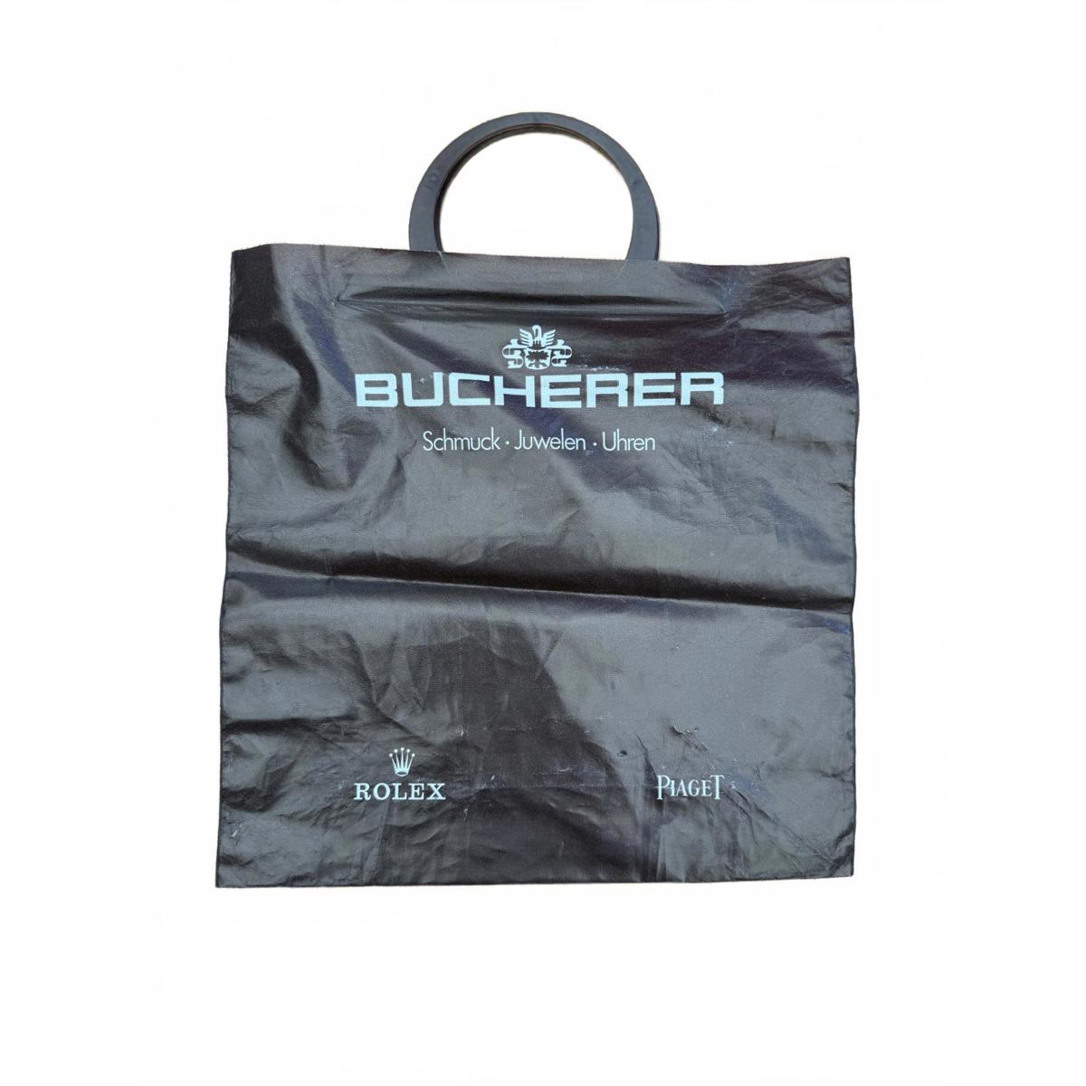 Vtg Bucherer Dark BrownBlack Tote Bag With Rolex And Piaget Logos Vtg Bucherer Dark BrownBlack Tote Bag With Rolex And Piaget Logos